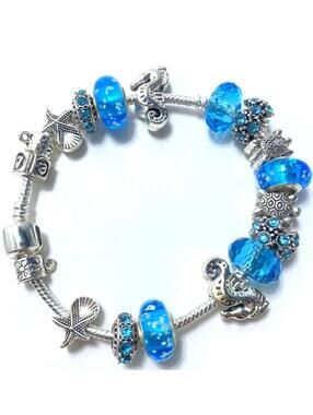 Ocean Blue Multiple Charm Bracelet Fashion Jewelry Accessories New